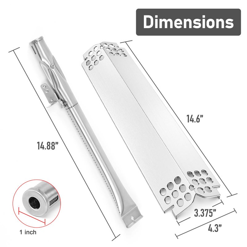Utheer Grill Replacement Parts for Nexgrill 4 Burner 720-0830H 720-0783E 720-0888 720-0888N, Nexgrill Replacement Parts 4 Burner Included 4 Grill Burner Tube, 4 Heat Plates Shield Tent, 4 Ignitors - Image 2